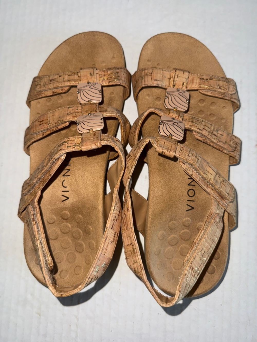 Vionic Amber Slingback Adjustable Straps Sandals In Gold Cork - Picture 11 of 13
